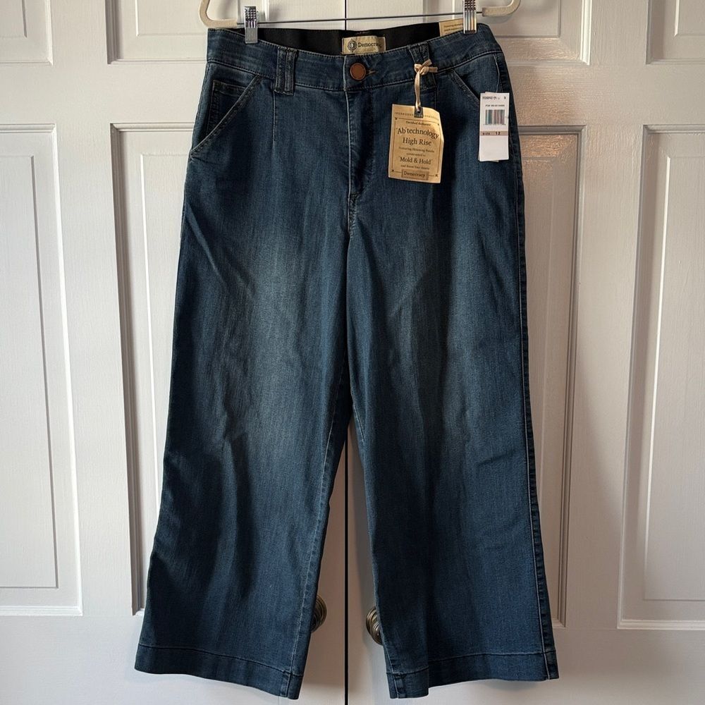 NWT DEMOCRACY AB TECHNOLOGY MOLD HOLD WIDE LEG CROPPED JEANS HIGH RISE SIZE 12
